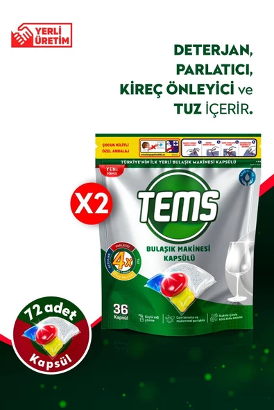 4 Etkili Bulaşık Makinesi Kapsül Deterjanı 72'li ( 2x 36'lı Paket)