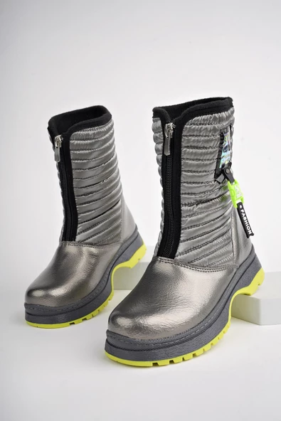 Muggo BLOOM Garantili Çocuk Tırtıklı Taban İçi Polar Önü Fermuarlı Yağmur ve Kar Botu - 7