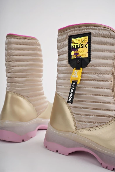 Muggo BLOOM Garantili Çocuk Tırtıklı Taban İçi Polar Önü Fermuarlı Yağmur ve Kar Botu - 3