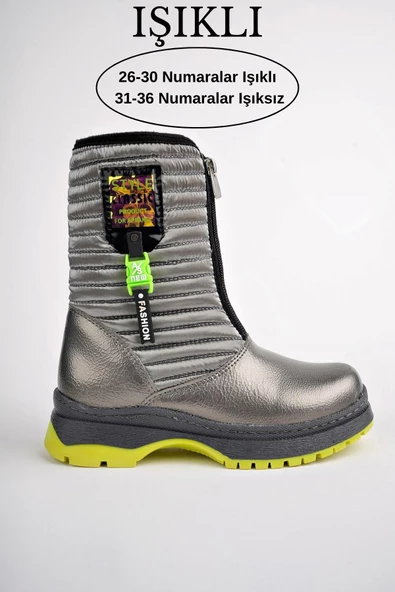 Muggo BLOOM Garantili Çocuk Tırtıklı Taban İçi Polar Önü Fermuarlı Yağmur ve Kar Botu - 6