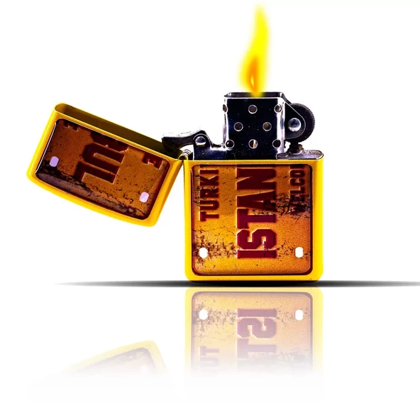 Welcome İstanbul Temalı Sarı Zippo Tarzı Benzinli Çakmak
