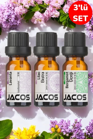 Lavanta,Lilac,Bergamot Esansiyel Uçucu Yağı Buhardanlık Difüzör Esansı Oda Kokusu 3'lü SET