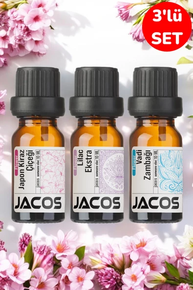 Japon Kiraz,Lilac,Vadi Zambağı Esansiyel Uçucu Yağı Difüzör Esansı Oda Kokusu 3'lü SET