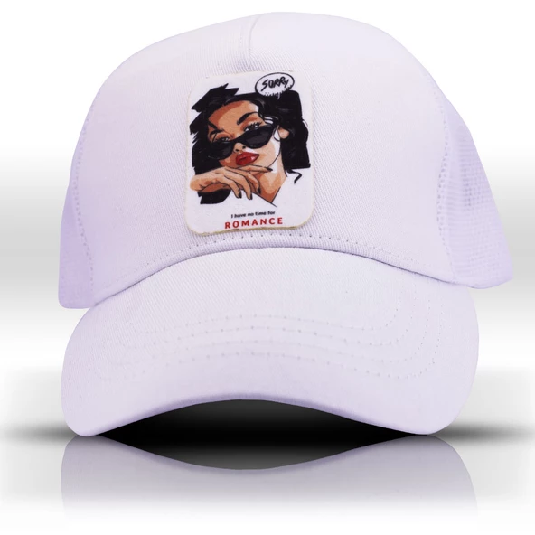 Beauty Girl Fileli Beyaz Beyzbol Kadın Şapka Trucker Cap