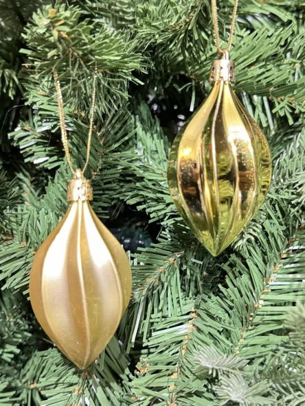 Beysüs Yılbaşı Çam Ağacı Süsü Parlak Gold Damla Cici Top 9 cm 6'lı - 2