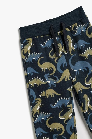 Koton Erkek Bebek Pamuklu Eşofman Altı Dinozor Baskılı Beli Bağcıklı Şardonlu - 3