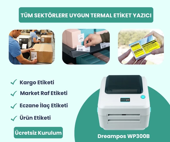 Dreampos WP300B Barkod Etiket Yazıcı