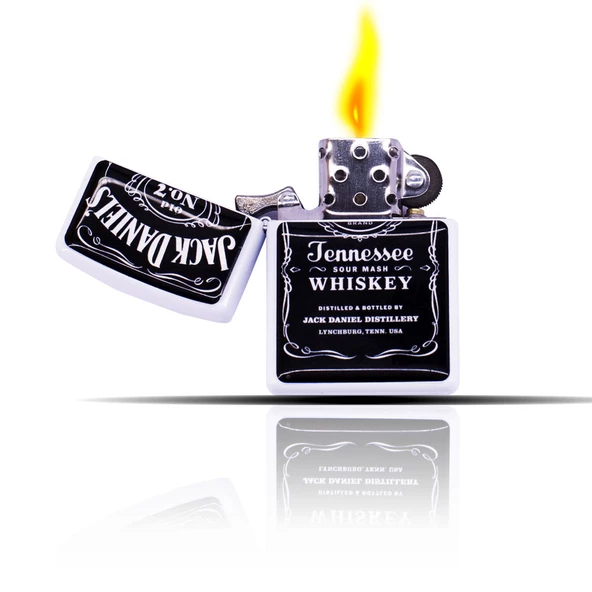 Jack Daniel Siyah Beyaz Zippo Tarzı Benzinli Çakmak