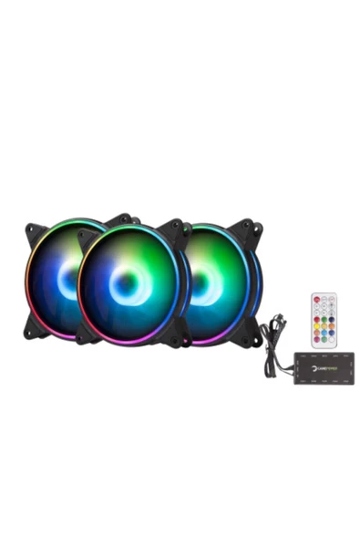 GamePower Air Turbine 3x120mm Argb Kumandalı Fan Set Rgb Kit Sessiz Kasa Fanı