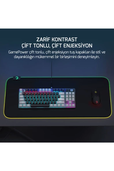 GamePower Eva 5 60m Mekanik Red Switch Türkçe Q 88 Tuş Usb Gaming Klavye - 3 Yıl Garantili - 8