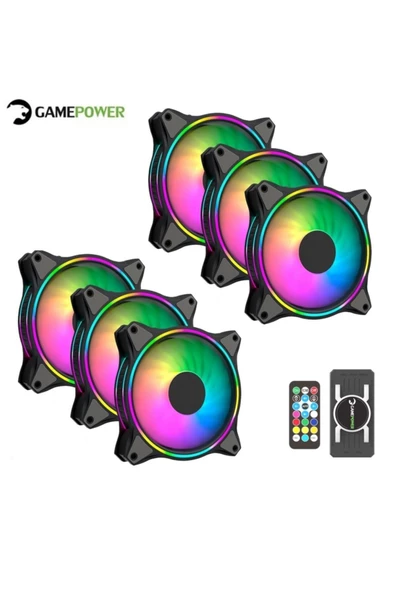 GamePower Air Turbine 6x120mm Argb Kumandalı Fan Set Rgb Kit Sessiz Kasa Fanı