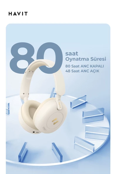 Havit H655BT PRO Hi-Res ANC Kulaküstü Bluetooth Kulaklık - 80 Saat Batarya, AI Gürültü Önleme - 8