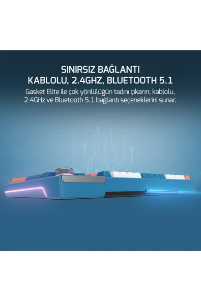 GamePower Gasket Elite X RGB Wireless/Bluetooth/Kablolu Mekanik Hot-Swap Yağlı Switch Gasket Gaming Klavye - 7