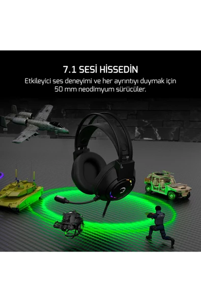 GamePower Voldon Siyah 7.1 Surround Rainbow Gaming Kulaklık - 2