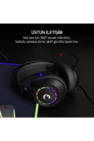 GamePower Voldon Siyah 7.1 Surround Rainbow Gaming Kulaklık - 3