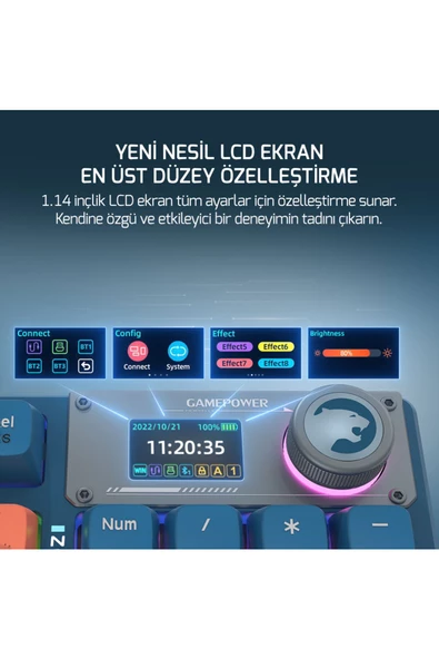 GamePower Gasket Elite RGB Wireless/Bluetooth/Kablolu Mekanik Red Switch Gasket Gaming Klavye - 4