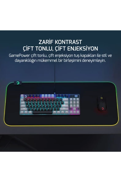 GamePower Eva 5 60m Mekanik Blue Switch Türkçe Q 88 Tuş Usb Gaming Klavye - 3 Yıl Garantili - 8