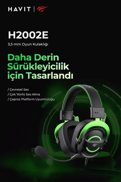 Havit Gamenote H2002E Çıkarılabilir Mikrofonlu Gaming Oyuncu Kulaklığı - 3.5mm - 2