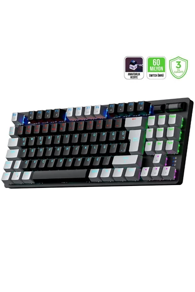 GamePower Eva 5 60m Mekanik Blue Switch Türkçe Q 88 Tuş Usb Gaming Klavye - 3 Yıl Garantili - 7
