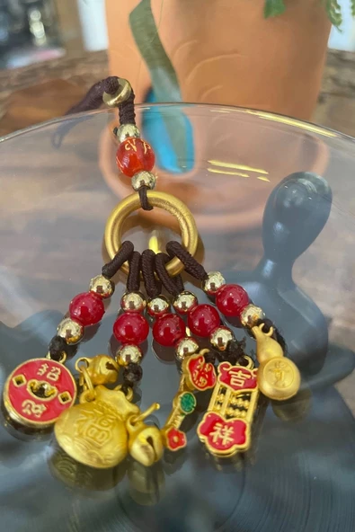 Telefon Kılıf Süsü Feng Shui Kabak Bereket Şans Mutluluk Ejderha Çin Paralı Feng Sui Pagoda Anahtarlık - 4