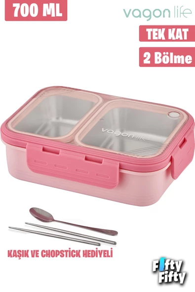 Vagonlife Lunch Box 700 ML Tek Kat İki Bölmeli Metal Kaşıklı Yeni Nesil Sefer Tası-FFLBOX7096 - 12