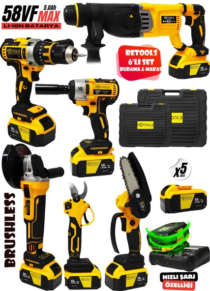 RETOOLS 6 MAKİNELİ PROFESYONEL SARI SET: TESTE - PttAVM