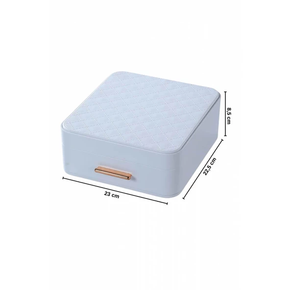 Piev House By House Çekmeceli Aynalı Çok Bölmeli Makyaj Takı Organizer Krem - 3