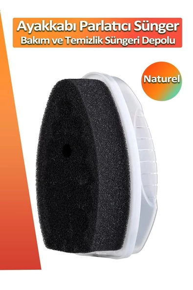 SİLVER Deri Ayakkabı Parlatma Temizleme Ve Bakım Süngeri Naturel Depolu - 2