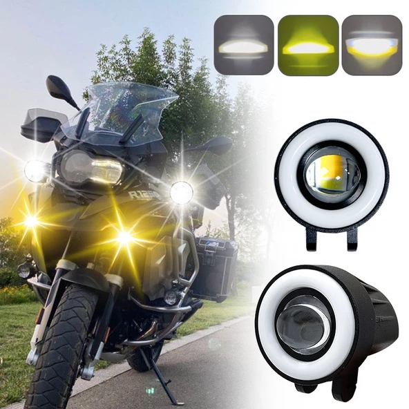 Offroad sis lambası sarı-beyaz 7 renk gündüz ledli dönerli set 12-60V /  LASS372 - 3