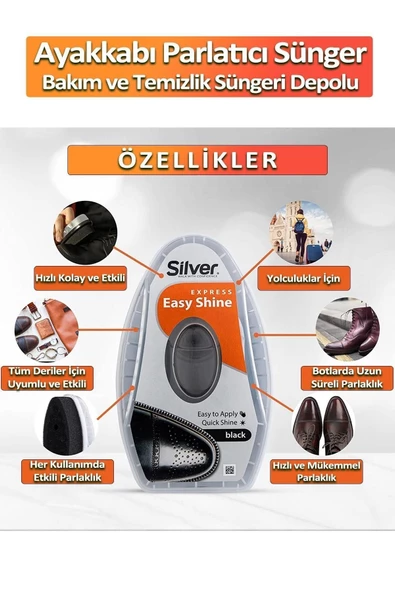 SİLVER Deri Ayakkabı Parlatma Temizleme Ve Bakım Süngeri Naturel Depolu - 4