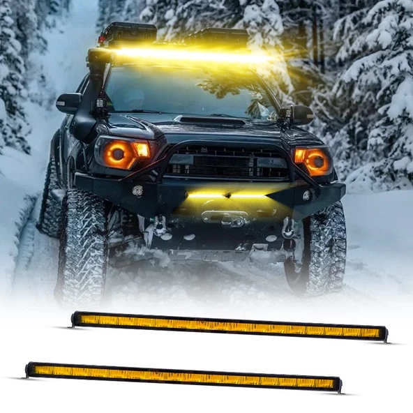 Offroad sis lambası piano black iç çerçeve sarı 12-32V 81,3cm /  LASS365-2 - 2