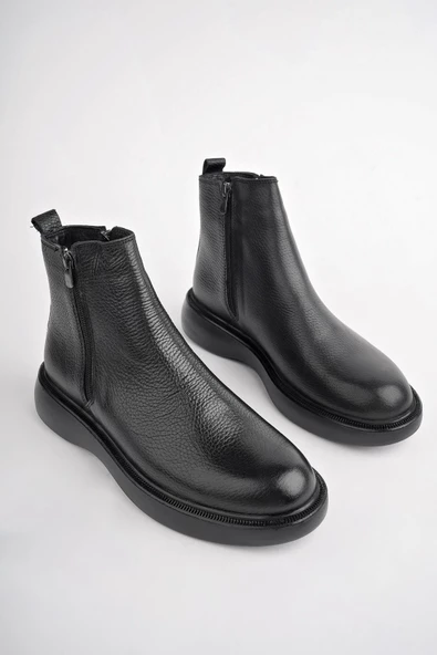 Muggo BRANDON Hakiki Deri Çift Fermuarlı Garantili Erkek Kışlık Chelsea Bot - 2