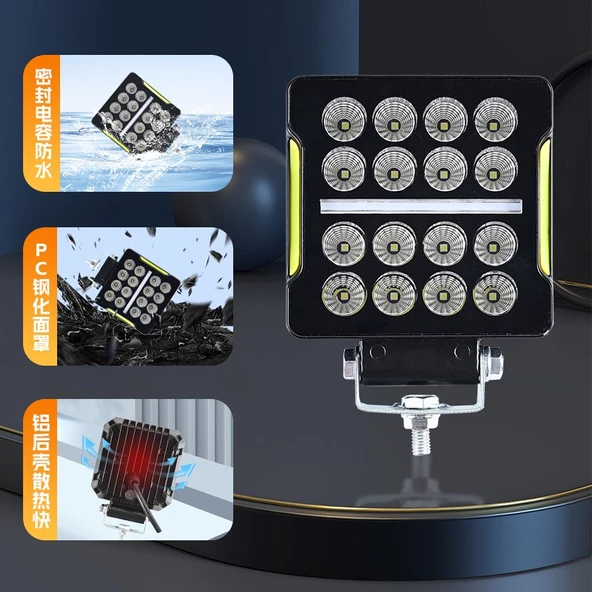 Offroad sis lambası kare 10,5 x 3,5 x 12cm 12-80v 35w Beyaz-amber adet / LASS351-1 - 2