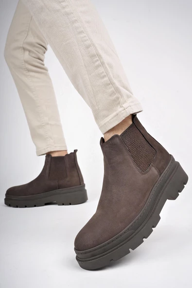 Muggo HARMONY Garantili Hakiki Deri Kalın Taban Erkek Chelsea Bot - 7