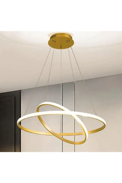 Gold / Fear / 60-40 cm / 3 Renk Işık / Sarkıt Avize / 3 Yıl Garan - 2