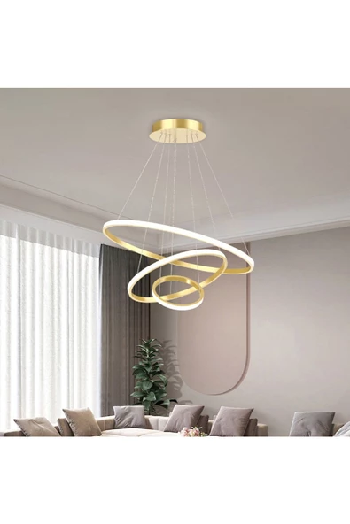 Gold / Lost / 50-40-30 cm / 3 Renk Işık / Sarkıt Avize / 3 Yıl Ga - 3