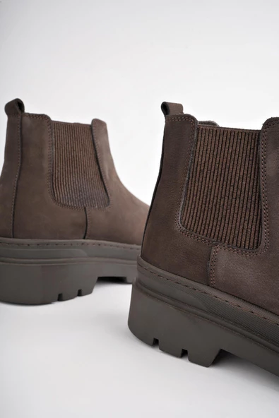 Muggo HARMONY Garantili Hakiki Deri Kalın Taban Erkek Chelsea Bot - 3