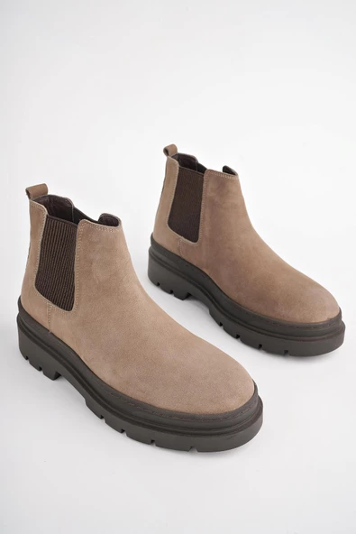 Muggo HARMONY Garantili Hakiki Deri Kalın Taban Erkek Chelsea Bot - 9