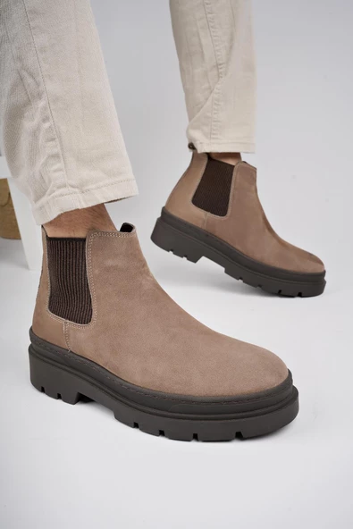 Muggo HARMONY Garantili Hakiki Deri Kalın Taban Erkek Chelsea Bot - 12