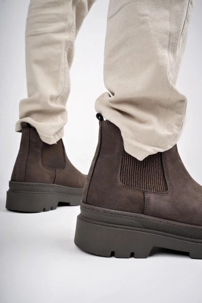 Muggo HARMONY Garantili Hakiki Deri Kalın Taban Erkek Chelsea Bot - 6