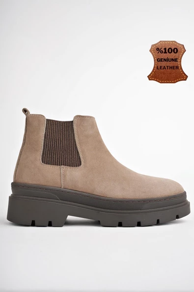 Muggo HARMONY Garantili Hakiki Deri Kalın Taban Erkek Chelsea Bot - 8