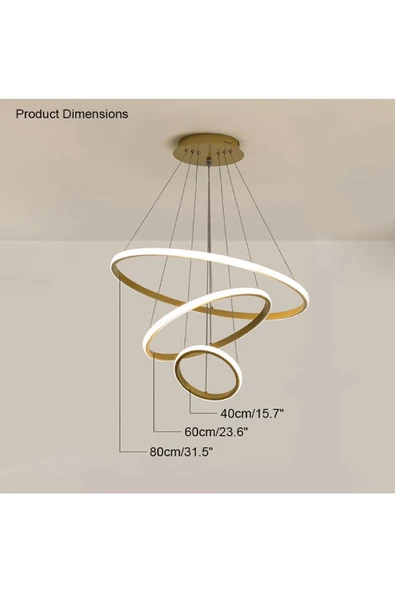 Gold / Render / 80-60-40 cm / 3 Renk Işık / Sarkıt Avize / 3 Yıl - 3