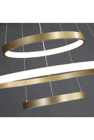Gold / Platform / 60-50-30 cm / 3 Renk Işık / Sarkıt Avize / 3 Yı - 4