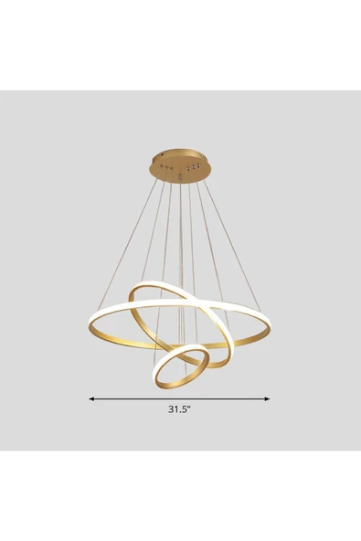 Gold / Render / 80-60-40 cm / 3 Renk Işık / Sarkıt Avize / 3 Yıl - 4