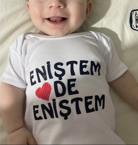 Organik %100 Pamuk Eniştem de Eniştem Bebek Body Zıbın ZBN0152 - 2