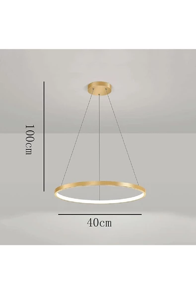 Gold / Mena / 40 cm / 3 Renk Işık / Sarkıt Avize / 3 Yıl Garanti - 3