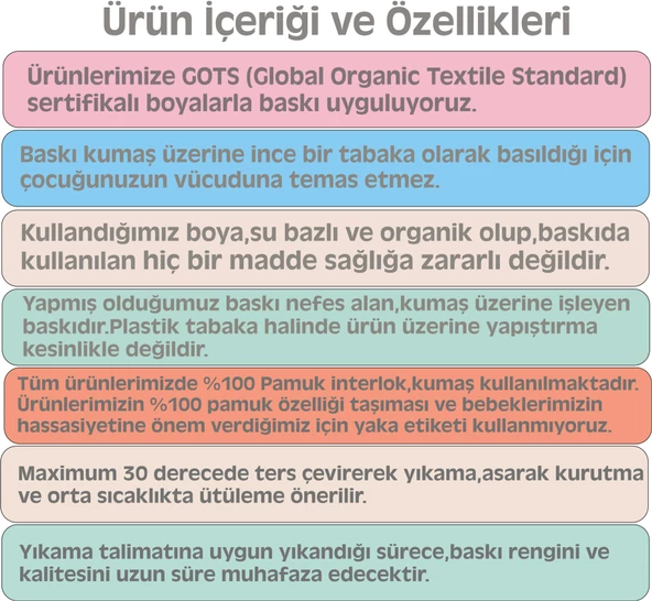 Uzun Kollu %100 Organik Pamuk Baskılı Bebek Body Çıtçıtlı Zıbın ZBN079