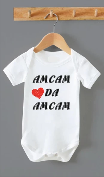 Organik %100 Pamuk Amcam da Amcam Bebek Body Zıbın ZBN0165