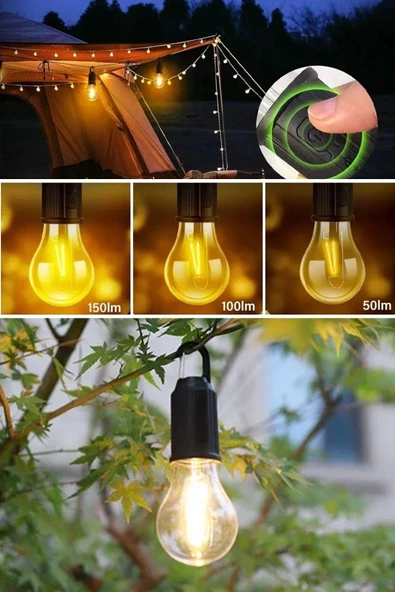 Şarj Olabilen 3 Farklı Mod LED'li Kendiliğinden Asma Kancalı Kamp,Dış Cephe Lambası - 3