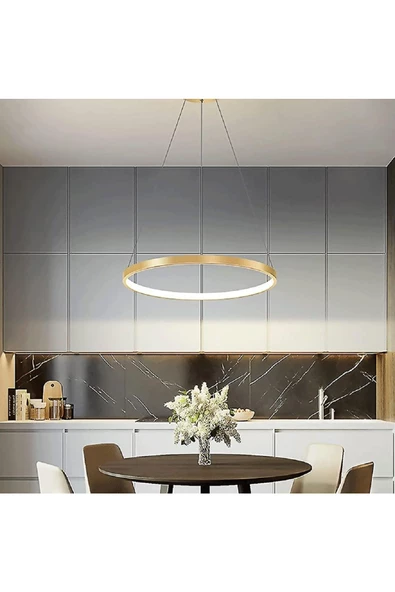 Gold / Tuğçe / 80 cm / 3 Renk Işık / Sarkıt Avize / 3 Yıl Garanti - 3